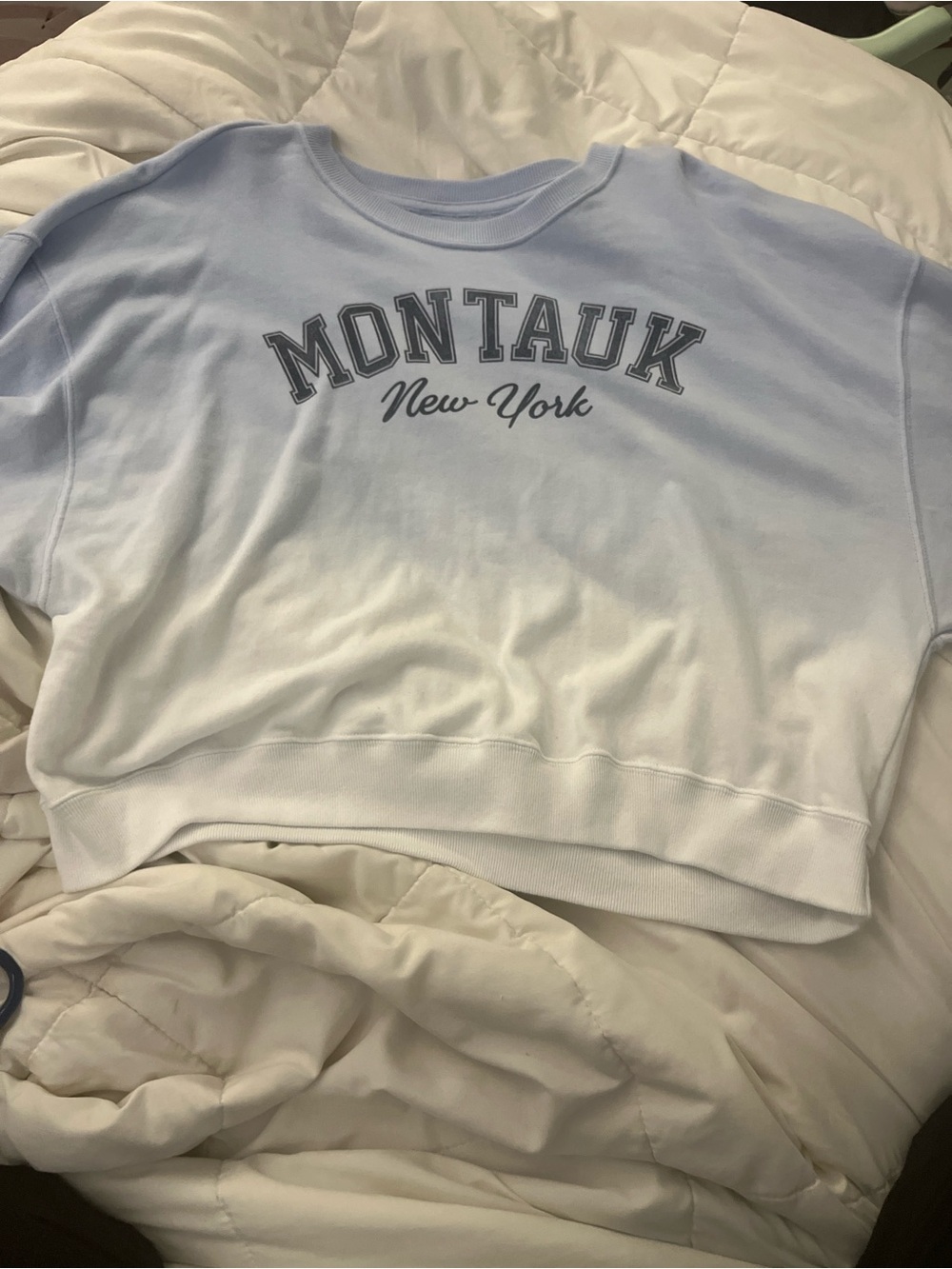 Hollister Ombre Crewneck- Light Blue & White
